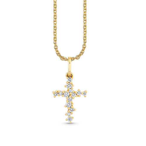 Gold & Diamond Small Cocktail Cross Charm