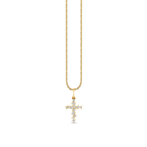 Gold & Diamond Small Cocktail Cross Charm