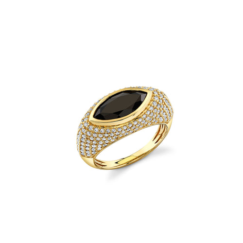 Gold & Diamond Black Spinel Ring