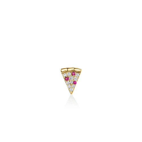Kids Collection Gold & Diamond Pizza Slice Stud