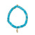 Gold & Diamond Tiny Feather on Turquoise Heishi