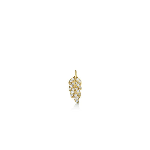Gold & Diamond Small Feather Stud