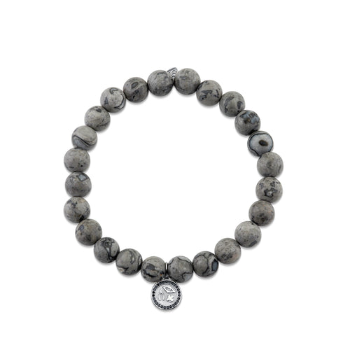 Men's Collection Gold & Diamond Tiny Luck and Protection Coin on Agate