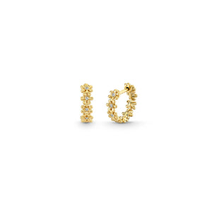Gold & Diamond Tiny Daisy Huggie Hoops - Sydney Evan Fine Jewelry