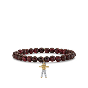 Gold & Diamond Ana Doll Charm on Red Garnet - Sydney Evan Fine Jewelry
