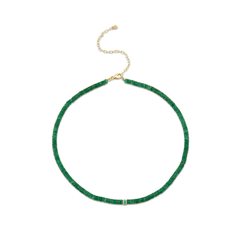 Gold, Diamond & Turquoise Pave Rondelle Aventurine Choker