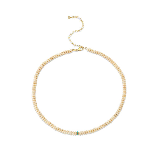 Gold, Diamond & Turquoise Pave Rondelle Cream Jasper Choker
