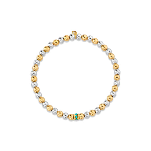 Gold & Turquoise Scallop Rondelle on Two-Tone Gold Beads