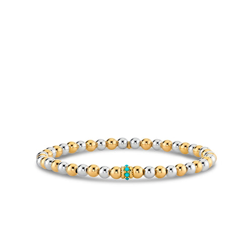 Gold & Turquoise Scallop Rondelle on Two-Tone Gold Beads