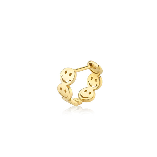 Kids Collection Pure Gold Happy Face Huggie Hoops
