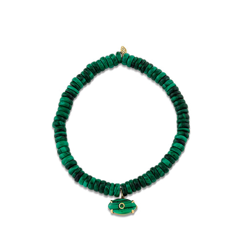 Men's Collection Gold & Emerald Carved Stone on Malachite
