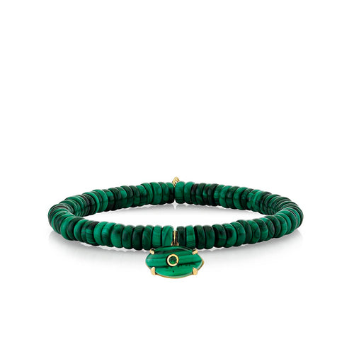 Men's Collection Gold & Emerald Carved Stone on Malachite