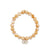 Gold & Diamond Carved Stone Eye on Tan Mother of Pearl
