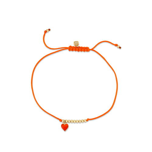Gold & Enamel Mini Heart Cord Bracelet