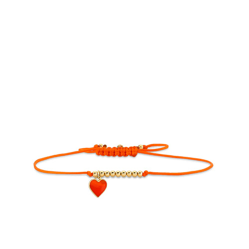 Gold & Enamel Mini Heart Cord Bracelet
