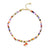 Gold & Enamel Tiny Mushroom Rainbow Zircon Anklet