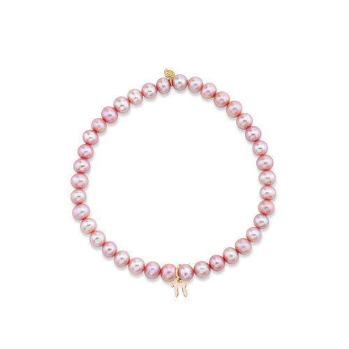 Gold & Enamel Tiny Chai on Rose Pearls