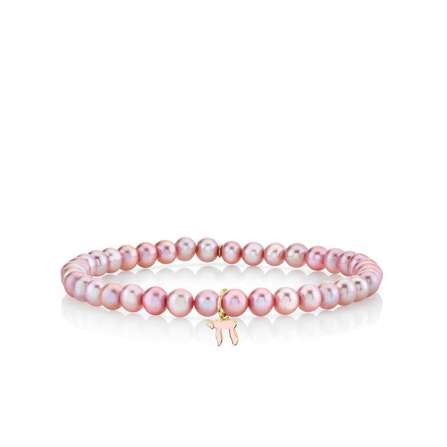 Gold & Enamel Tiny Chai on Rose Pearls - Sydney Evan Fine Jewelry