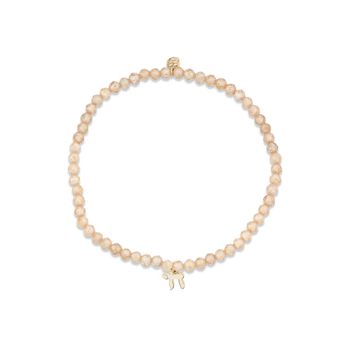 Gold & Enamel Tiny Chai on Beige Zircon