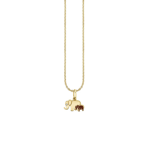Gold & Enamel Elephant Family Charm