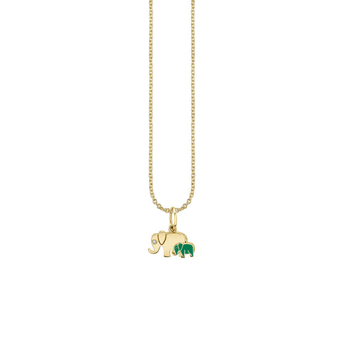 Gold & Enamel Elephant Family Charm