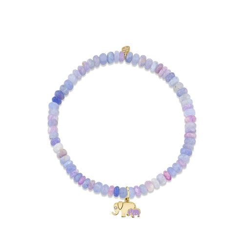 Gold & Diamond Elephant Family on Hackmanite