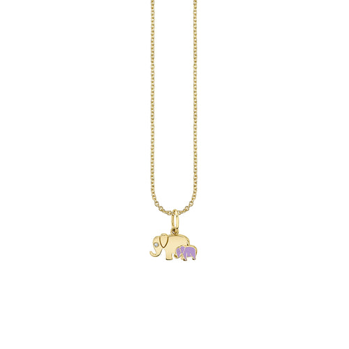 Gold & Enamel Elephant Family Charm