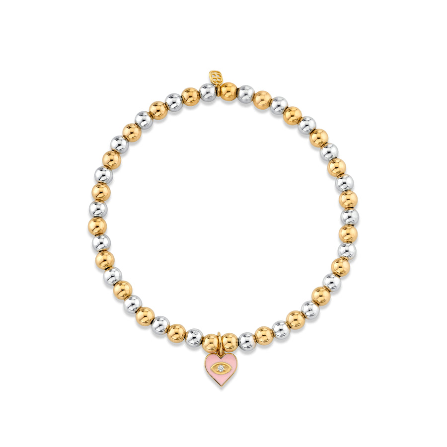 Gold & Diamond Heart on Two-Tone Gold Beads - Sydney Evan Fine Jewelry
