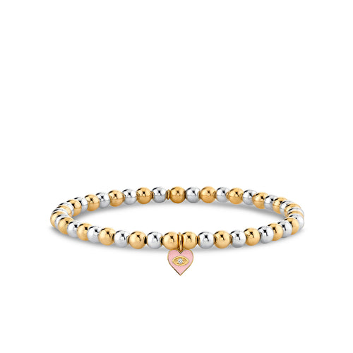 Gold & Diamond Heart on Two-Tone Gold Beads