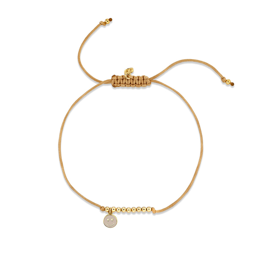 Gold & Enamel Happy Face Cord Bracelet - Sydney Evan Fine Jewelry