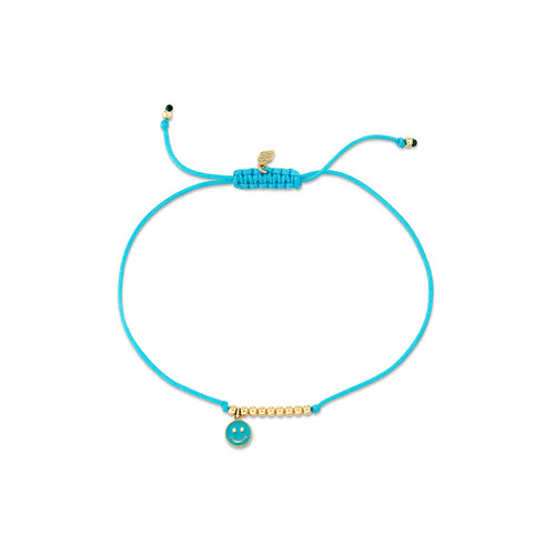 Gold & Enamel Happy Face Cord Bracelet