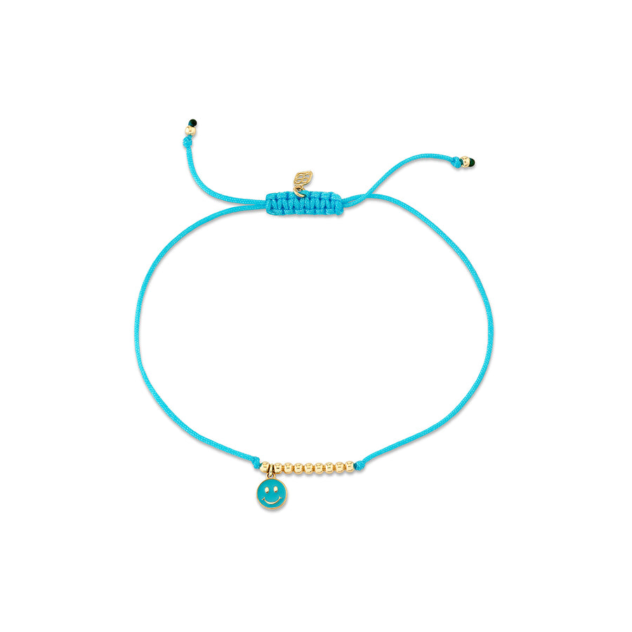 Gold & Enamel Happy Face Cord Bracelet - Sydney Evan Fine Jewelry