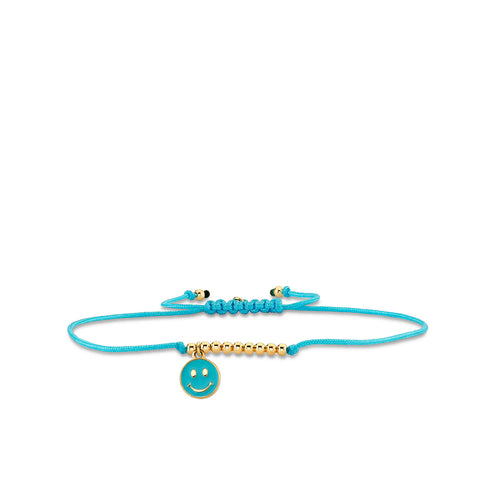 Gold & Enamel Happy Face Cord Bracelet