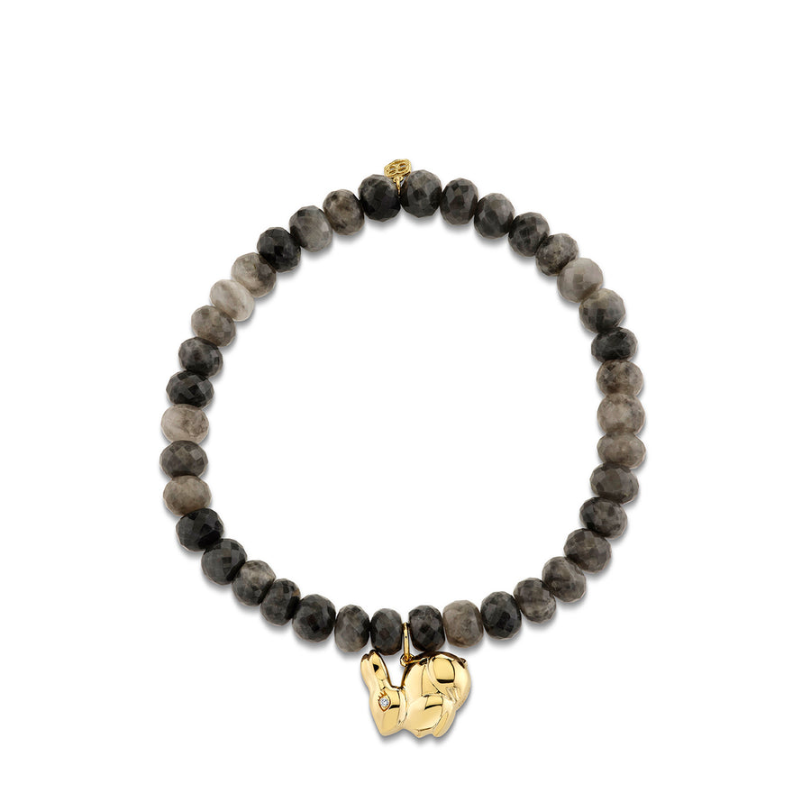 Gold & Diamond 3D Bunny on Grey Quartz - Sydney Evan Fine Jewelry
