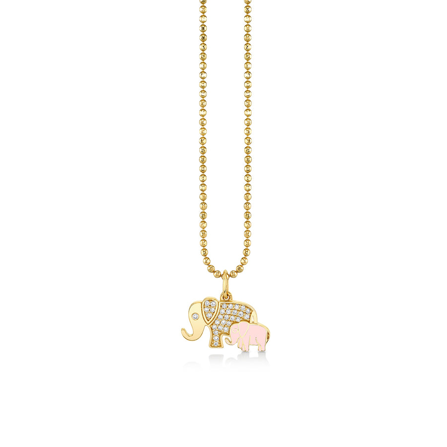 Gold & Diamond Enamel Elephant Family Charm - Sydney Evan Fine Jewelry