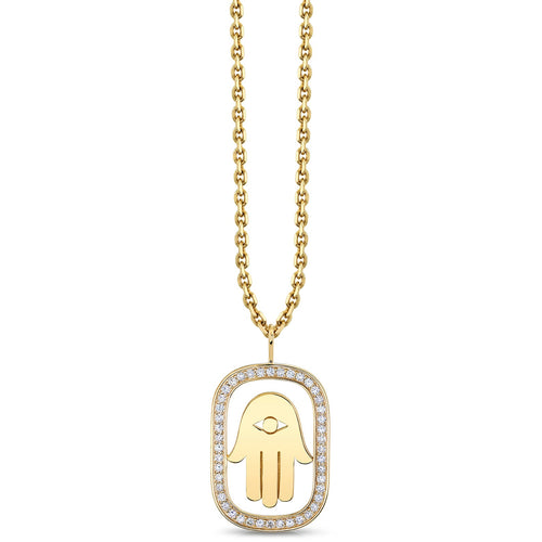 Men's Collection Gold & Diamond Extra Large Hamsa Open Icon Charm