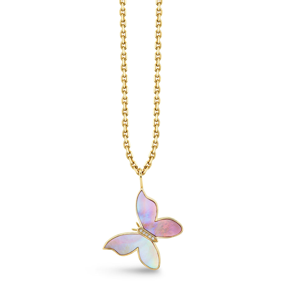 Gold & Diamond Large Mother of Pearl Butterfly Charm - Sydney Evan Fine Jewelry