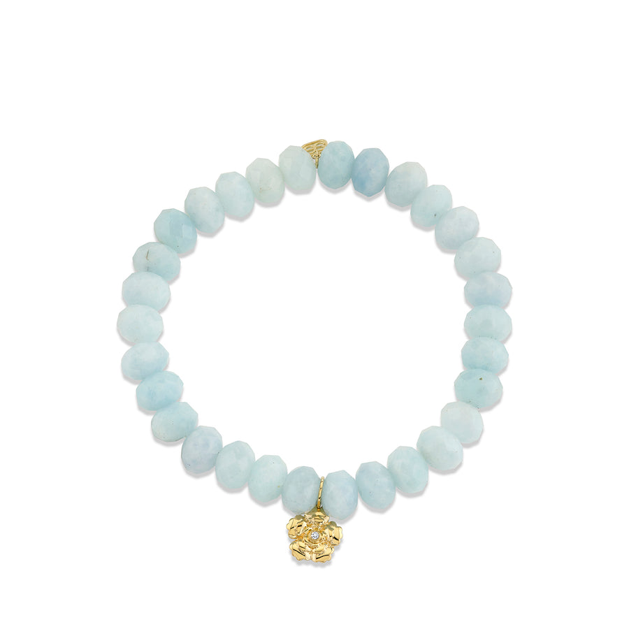 Gold & Diamond Begonia on Aquamarine - Sydney Evan Fine Jewelry