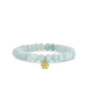 Gold & Diamond Begonia on Aquamarine - Sydney Evan Fine Jewelry