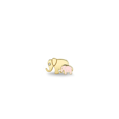 Gold & Enamel Elephant Family Stud
