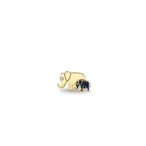 Gold & Enamel Elephant Family Stud