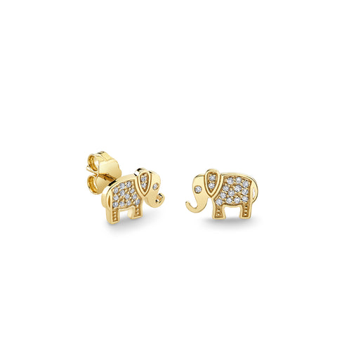 Gold & Diamond Elephant Stud