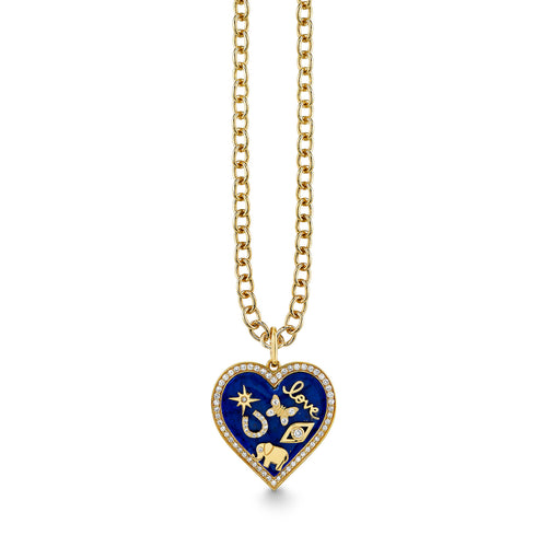 Gold & Diamond Puffy Icon Heart Charm
