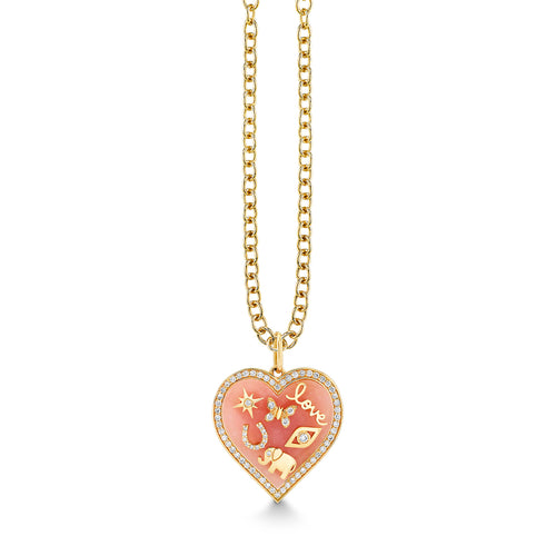 Gold & Diamond Puffy Icon Heart Charm