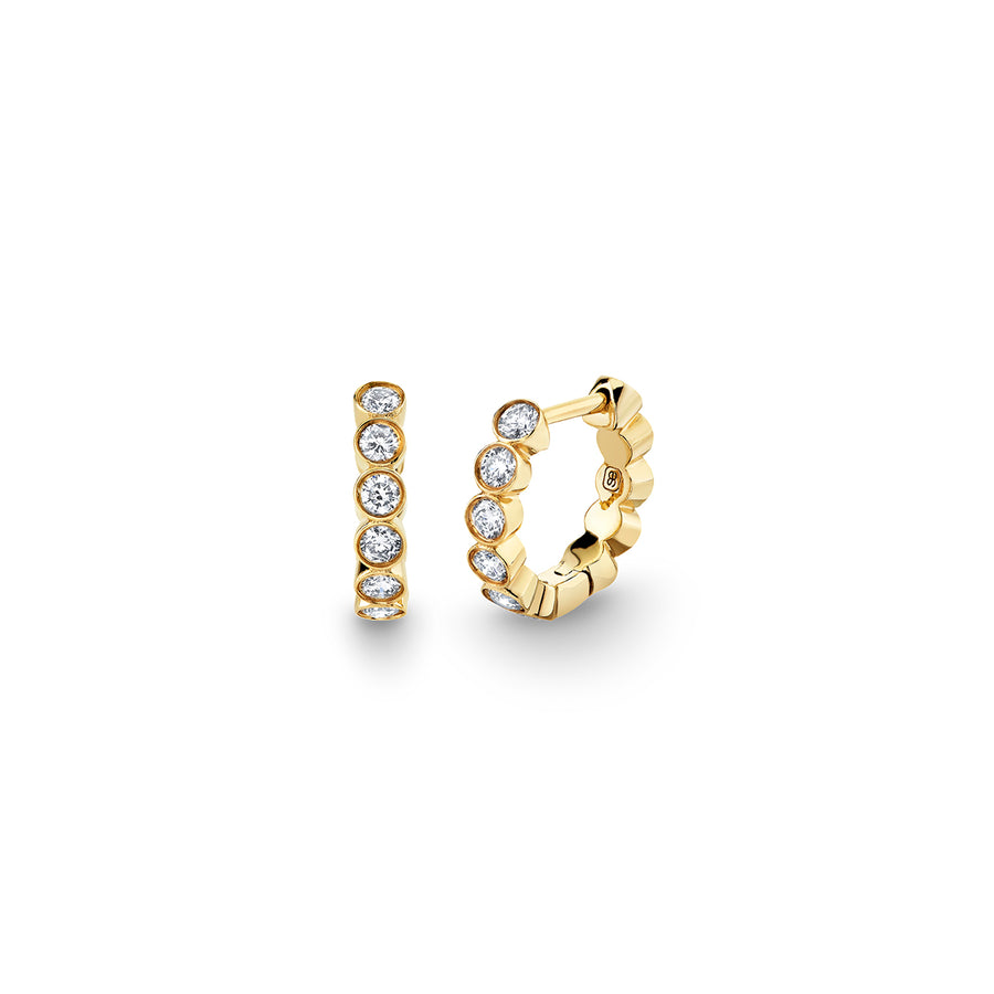Gold & Diamond Bezel Huggie Hoops - Sydney Evan Fine Jewelry