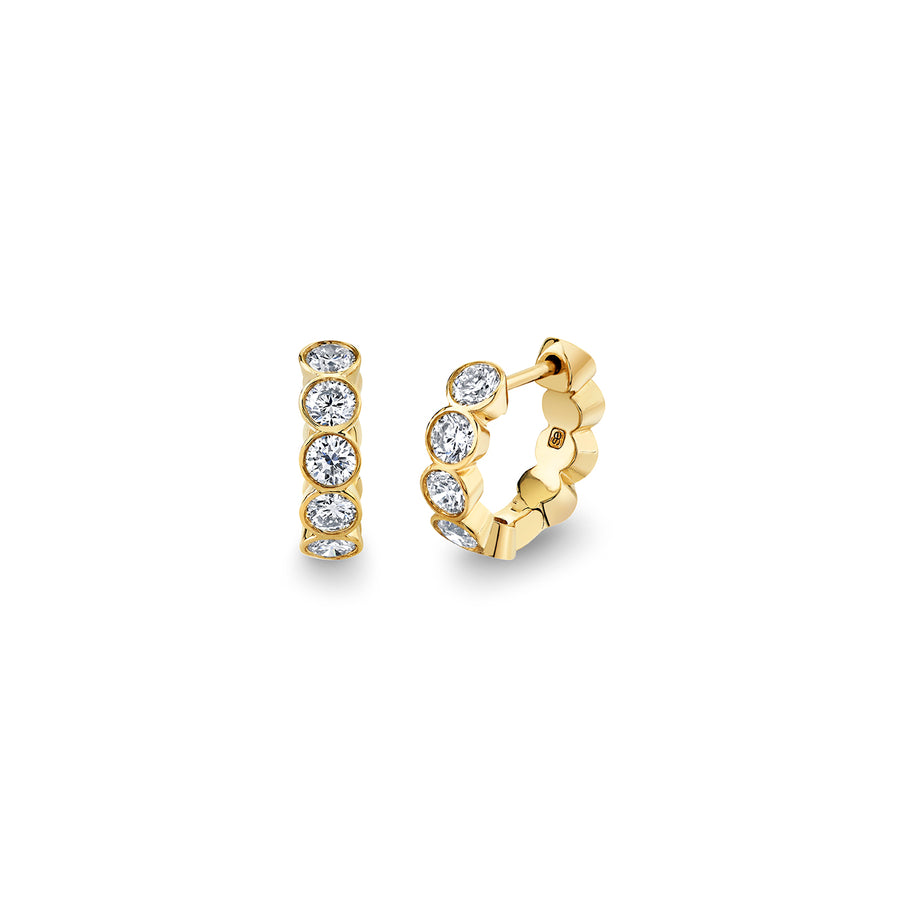 Gold & Diamond Large Bezel Huggie Hoops - Sydney Evan Fine Jewelry