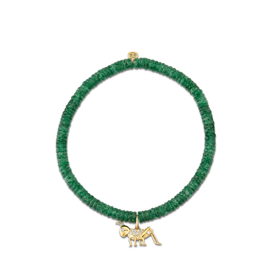 Gold & Diamond Cricket on Aventurine - Sydney Evan Fine Jewelry