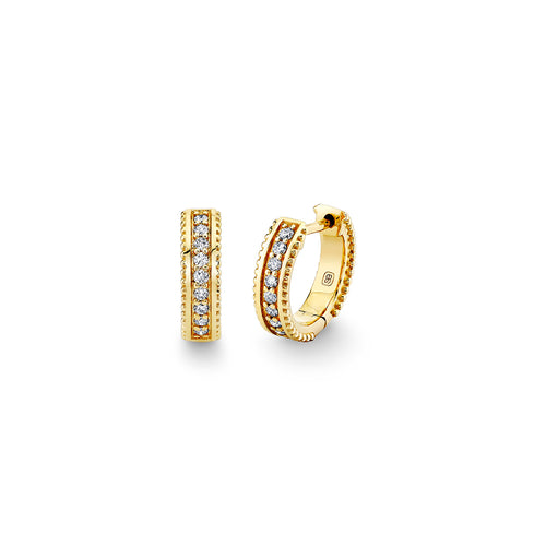 Gold & Diamond Scallop Edge Huggie Hoops