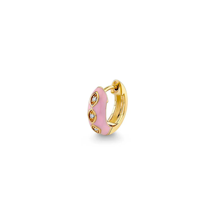 Gold & Diamond Marquise Eye Puffy Huggie Hoop - Sydney Evan Fine Jewelry