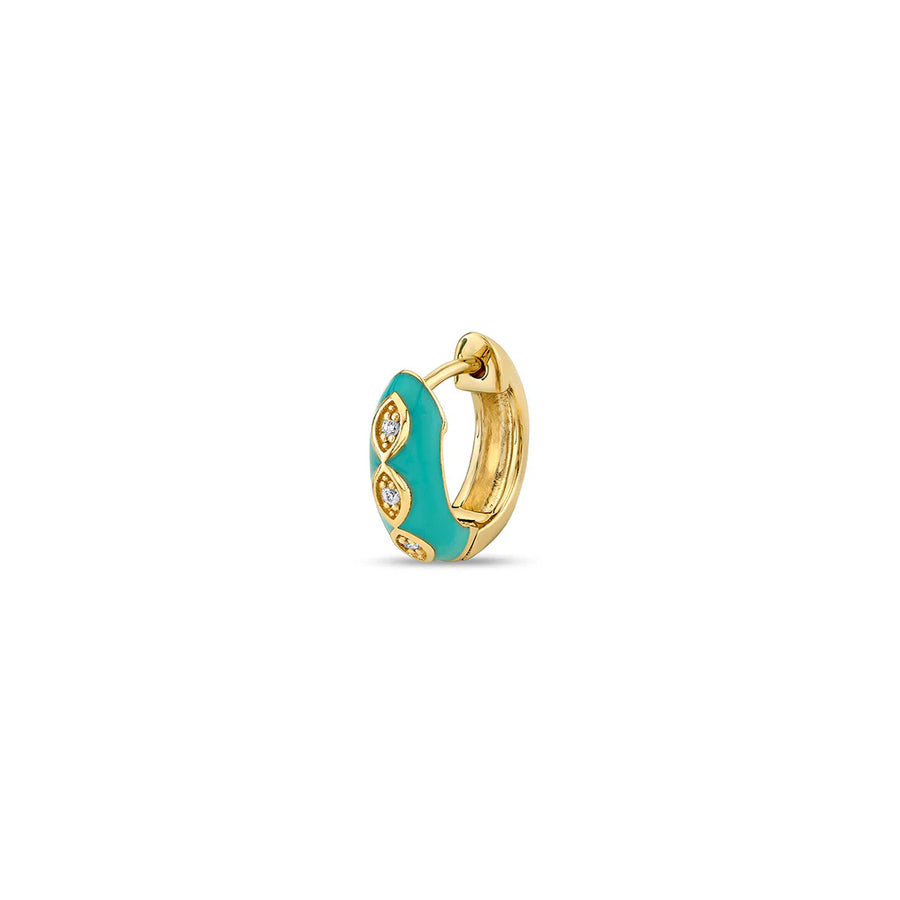 Gold & Diamond Marquise Eye Puffy Huggie Hoop - Sydney Evan Fine Jewelry